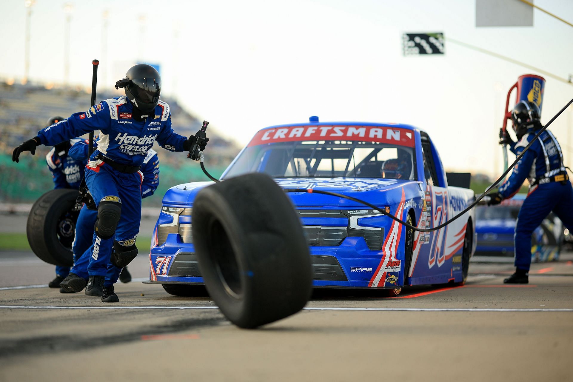 Rajah Caruth pits during the NASCAR Craftsman Truck Series Heart of Health Care 200. Source: Getty